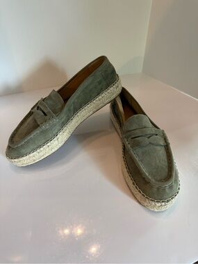 Lauren Ralph Lauren Olive Green Suede Espadrille Loafers